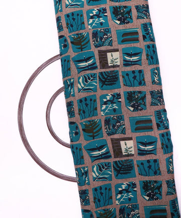 teal green leaf print rayon fabric